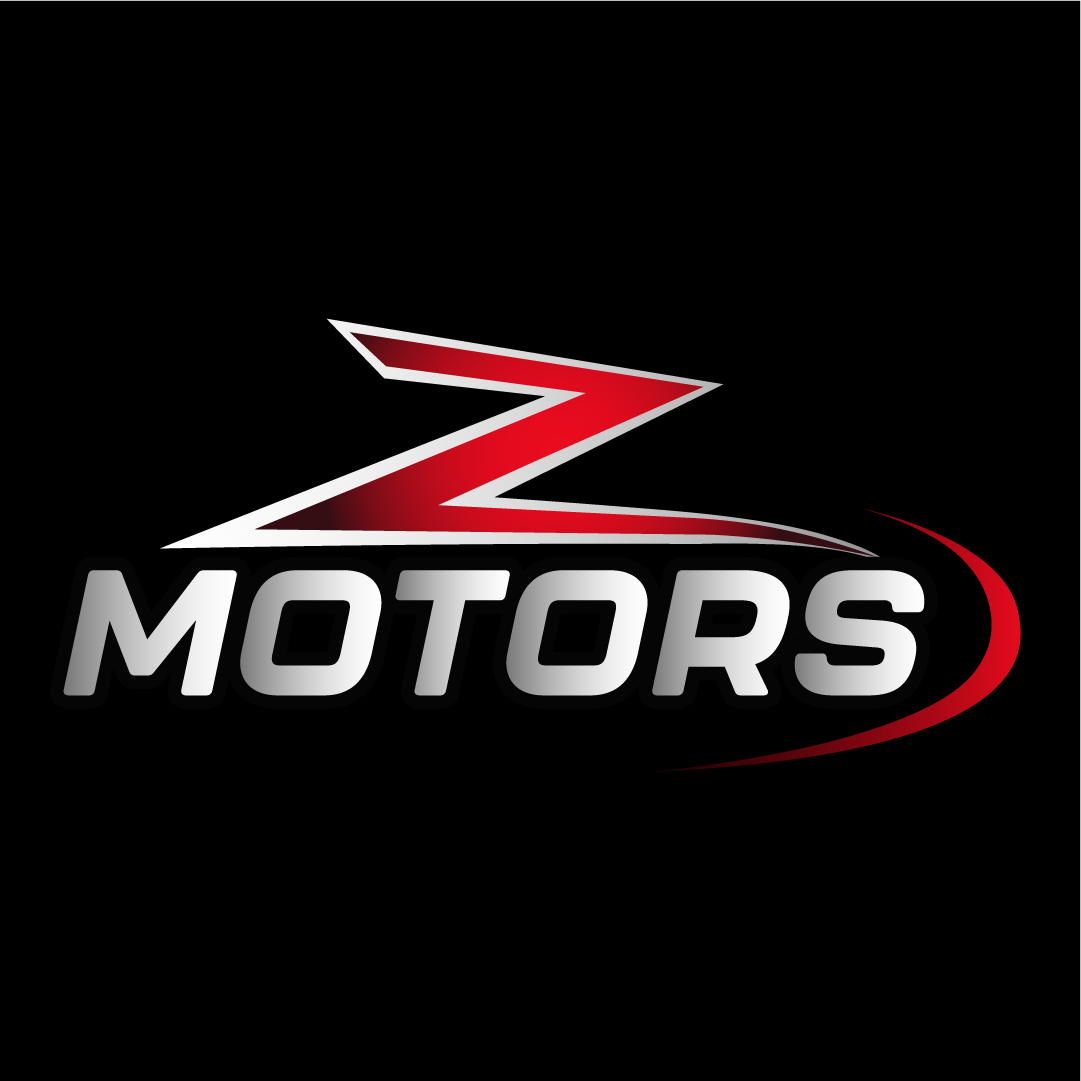 Símbolo Z em vermelho gradiente e logotipo prata da ZMotors sobre fundo preto
